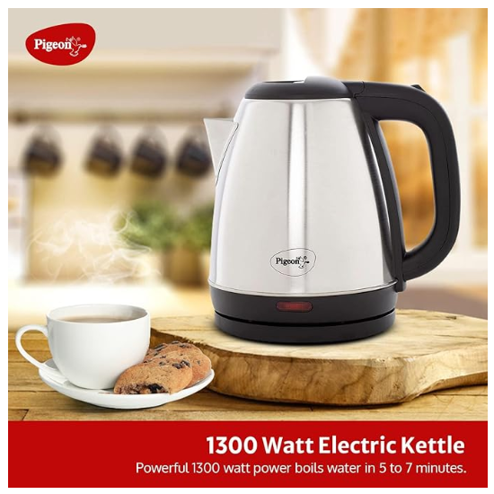 Pigeon Hot water Electric Kettle (14289) with Stainless Steel Body, 1.5 litre